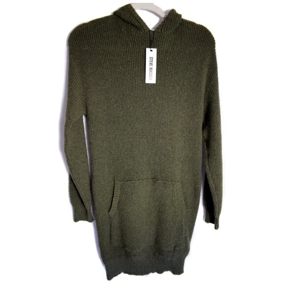 NWT Steve Madden Taylor Hoodie Sweater Dress in Olive Green Size Small - Picture 2 of 13